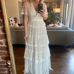 Needle & Thread Embroidered Lace Tiered Maxi Dress